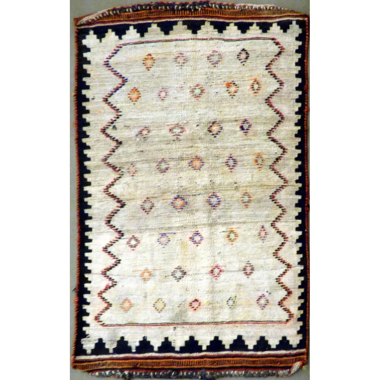 One Of The Kind Authentic Hand-Knotted Sanandaj Vintage Kilim 4'7" X 3'1"